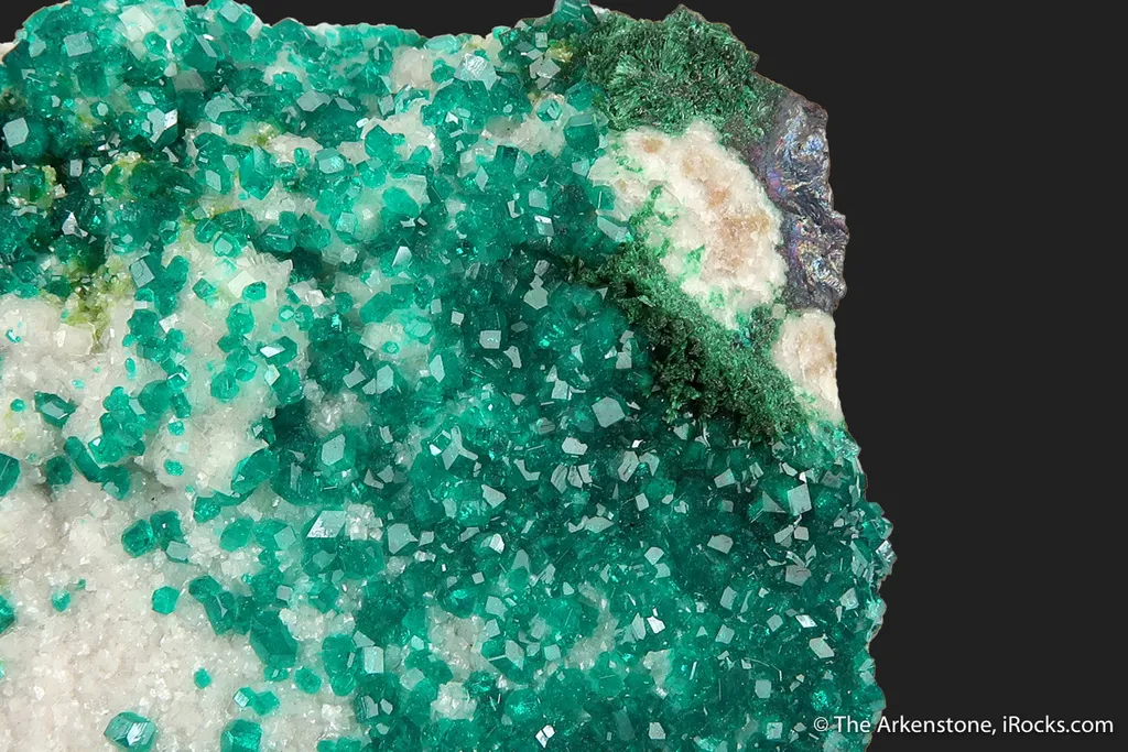 Dioptase on Calcite, with Duftite - image 10