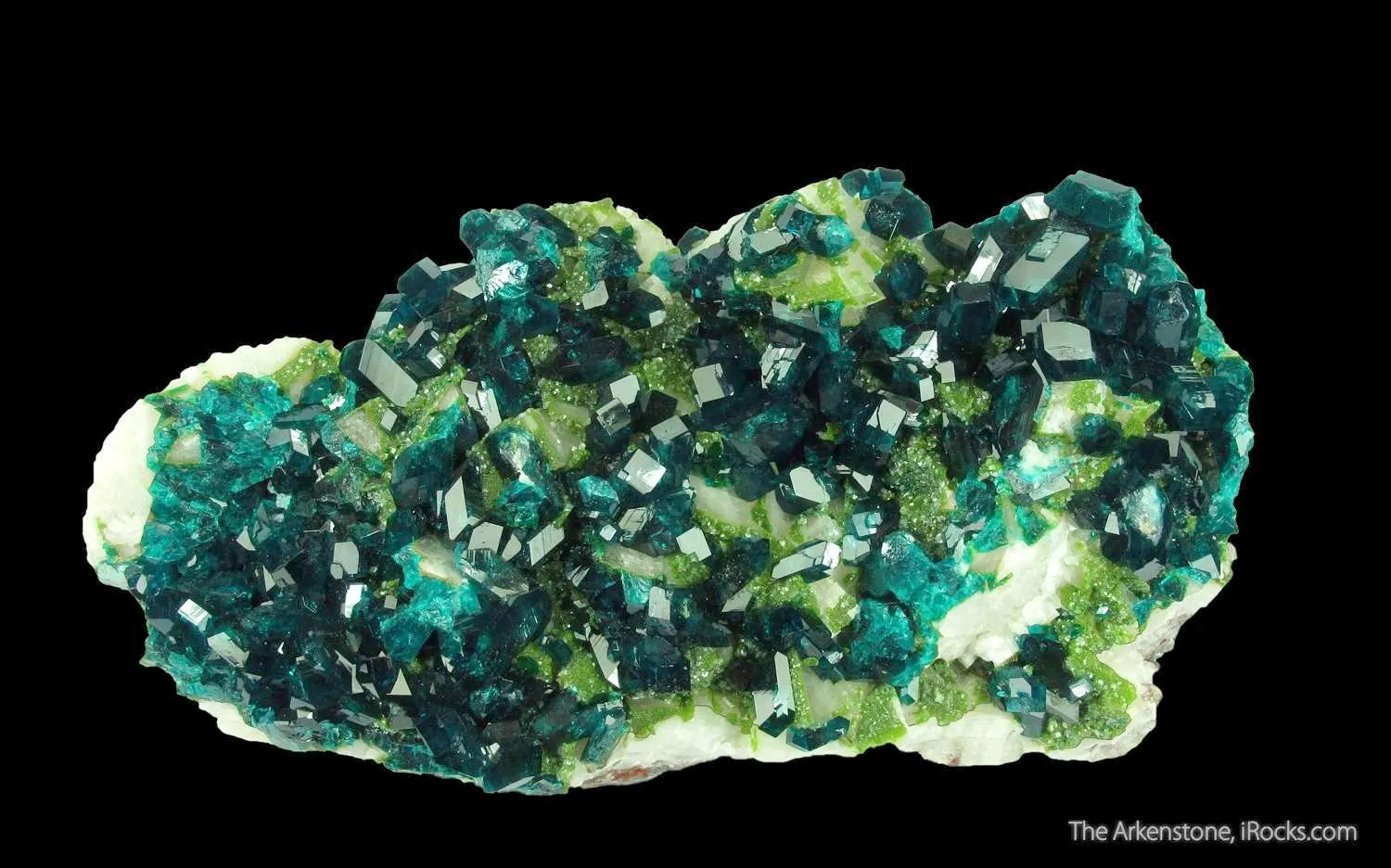 Dioptase on Calcite, with Duftite - image 6