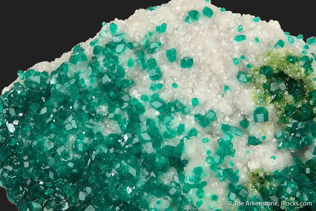Dioptase on Calcite, with Duftite - image 4