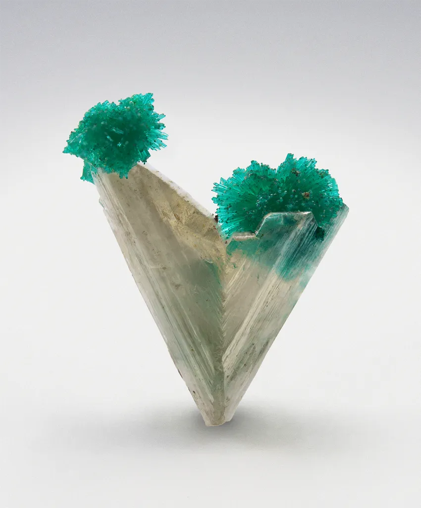 Dioptase on Cerussite