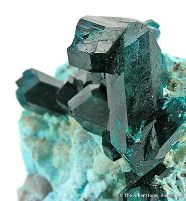 Dioptase on Chrysocolla - image 2