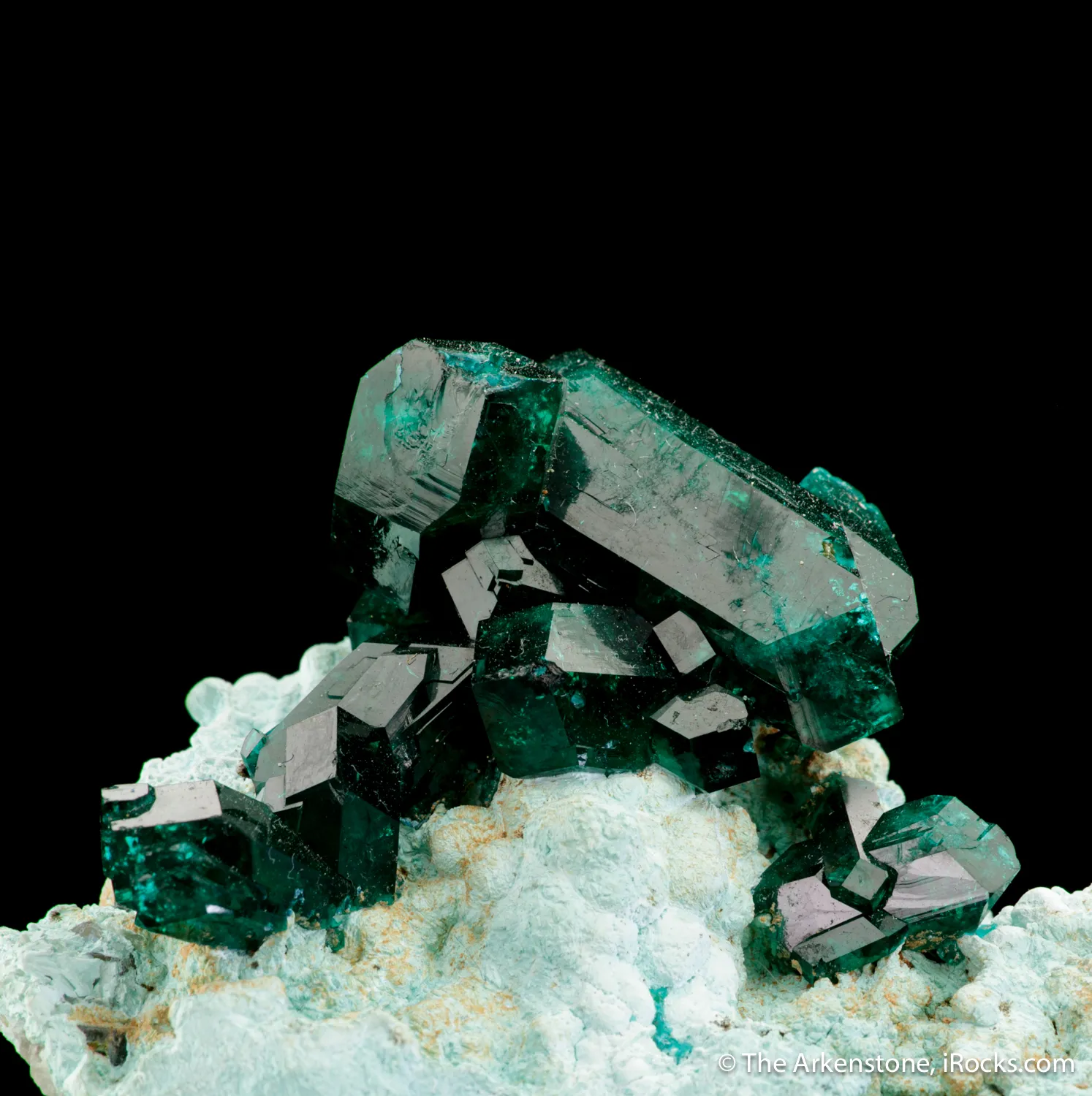 Dioptase on Chrysocolla - image 1