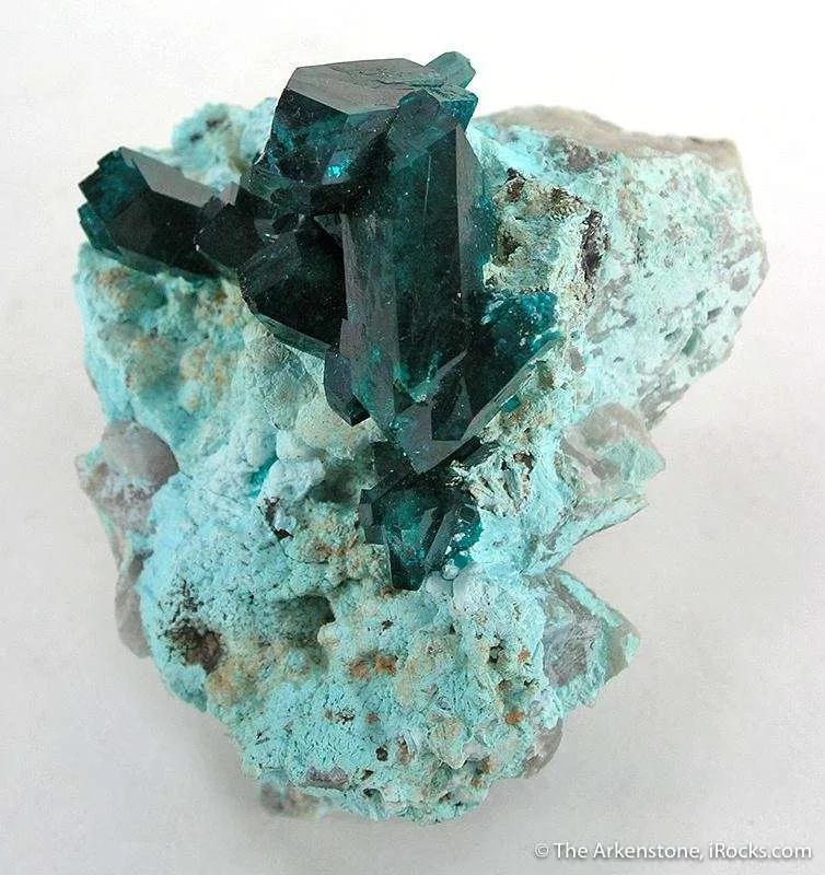 Dioptase on Chrysocolla - image 3