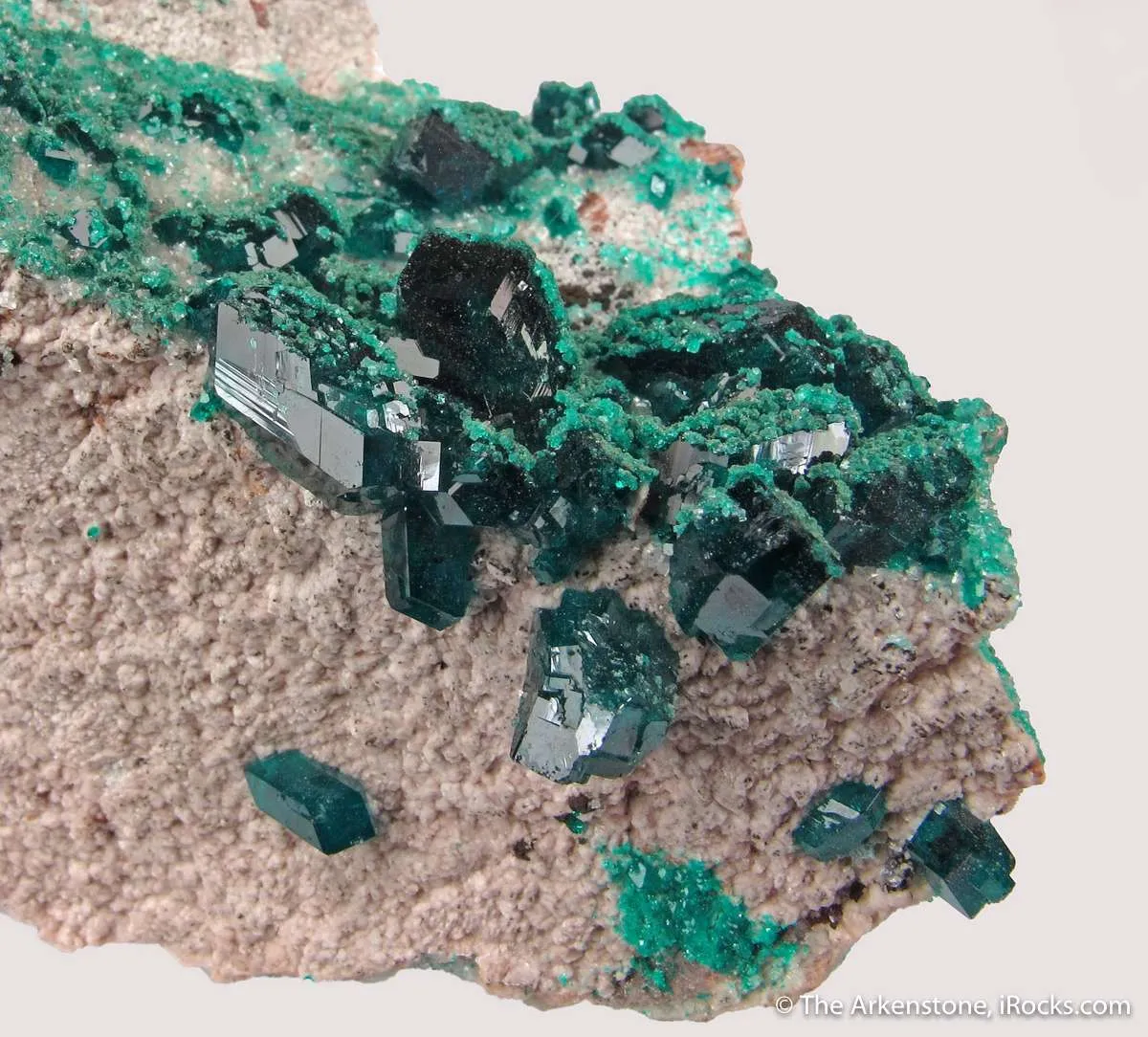 Dioptase on Dolomite with Malachite - image 5
