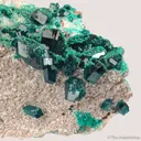 Dioptase on Dolomite with Malachite - image 1