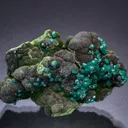 Dioptase on Mottramite - image 1