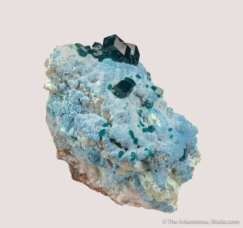 Dioptase on Plancheite - image 2