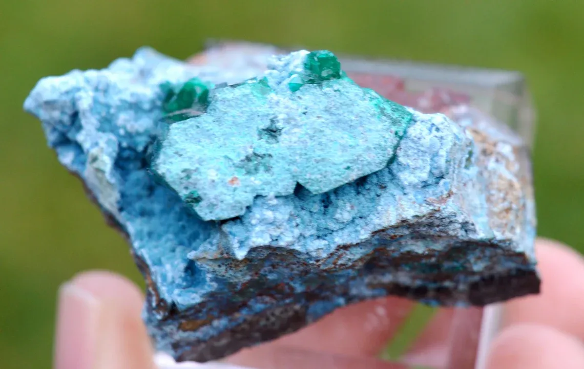 Dioptase & Plancheite 69 grams - Tantara Mine, Shinkolobwe, Kambove District, Haut-Katanga, DR Congo - image 8