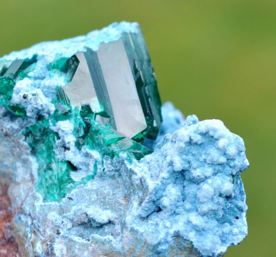 Dioptase & Plancheite 69 grams - Tantara Mine, Shinkolobwe, Kambove District, Haut-Katanga, DR Congo - image 3