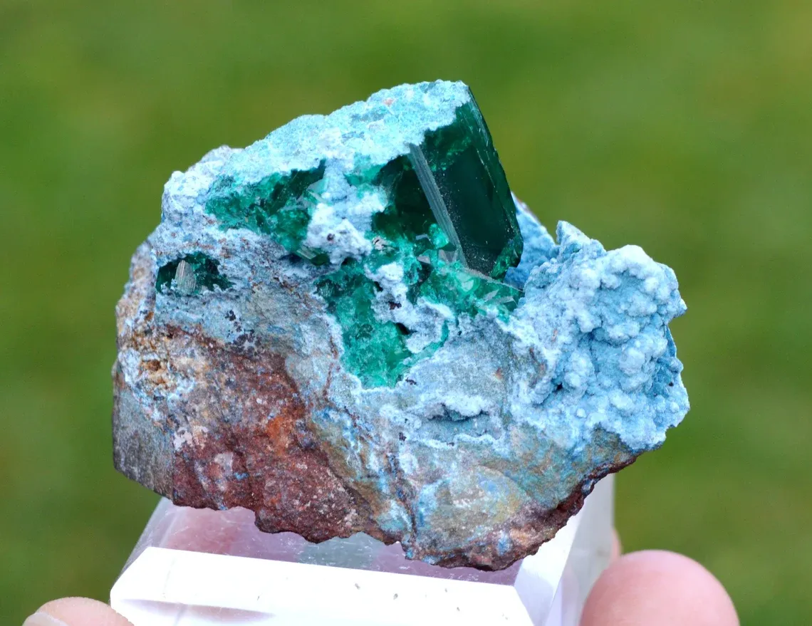 Dioptase & Plancheite 69 grams - Tantara Mine, Shinkolobwe, Kambove District, Haut-Katanga, DR Congo - image 7