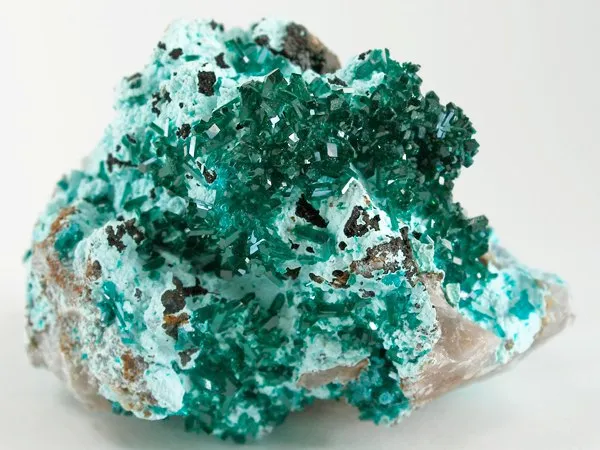 Dioptase, Plancheite, Quartz image
