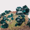 Dioptase with Calcite and Duftite - image 1
