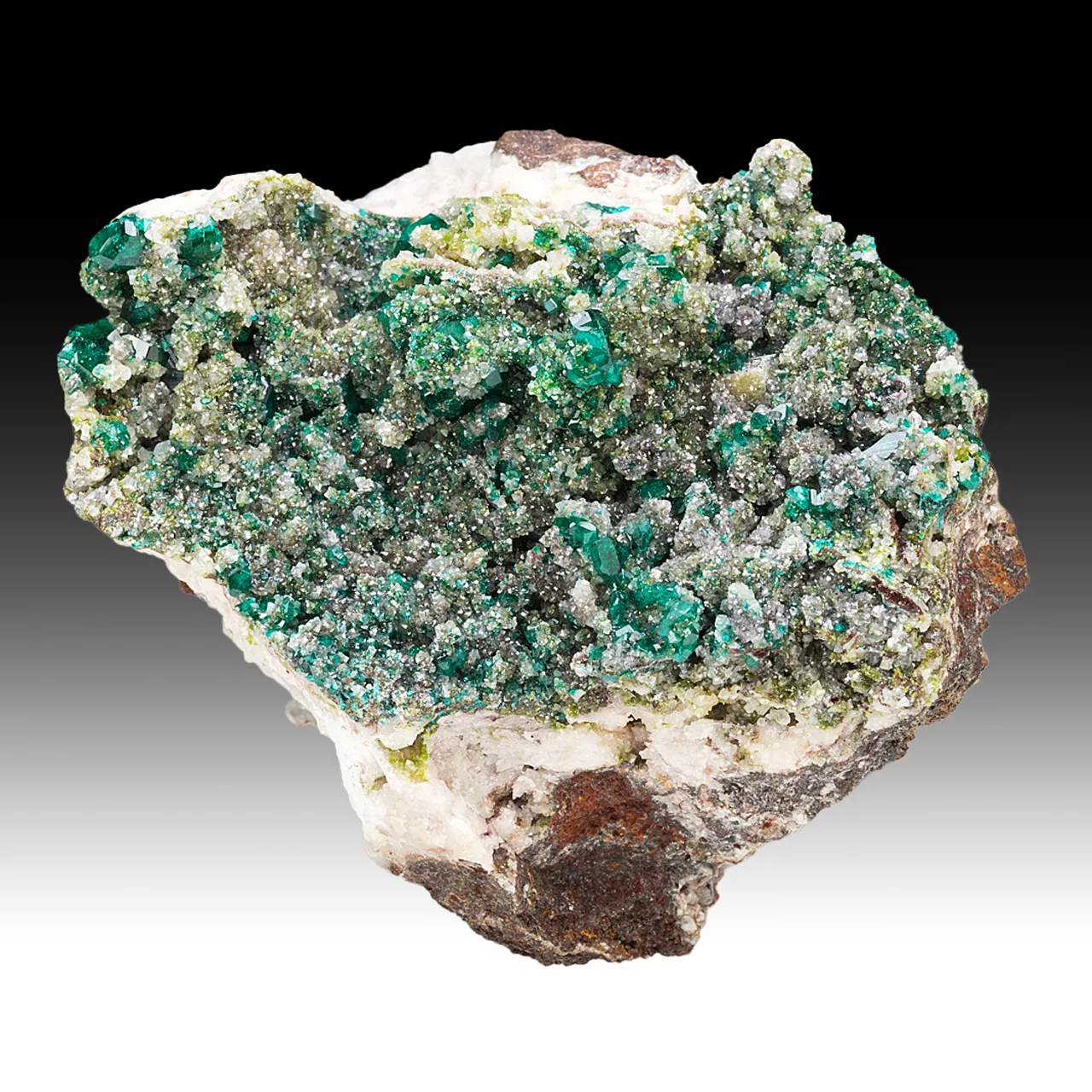 Dioptase with Calcite, Duftite - image 1
