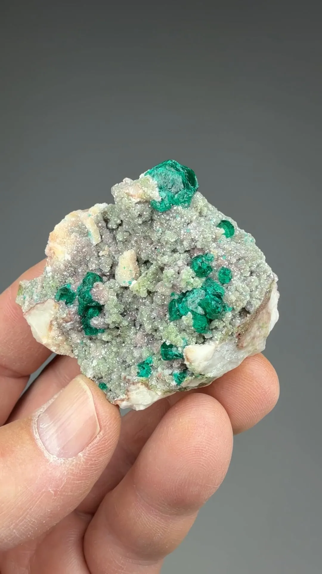 Dioptase with Calcite, Duftite - image 2