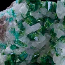 Dioptase with Duftite on Calcite - image 1