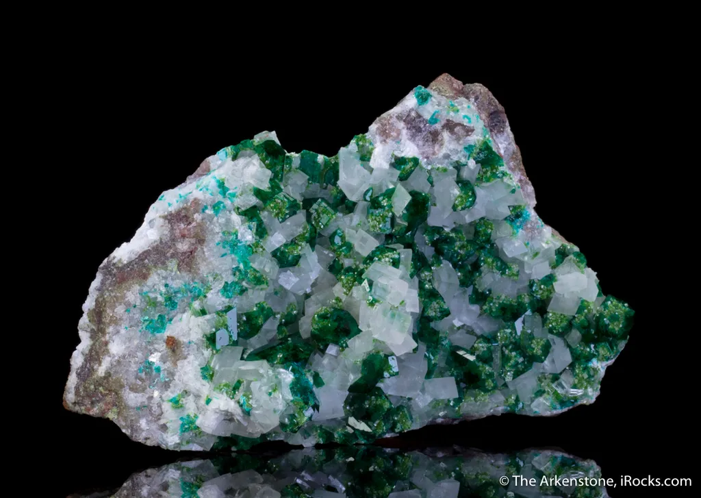 Dioptase with Duftite on Calcite - image 7