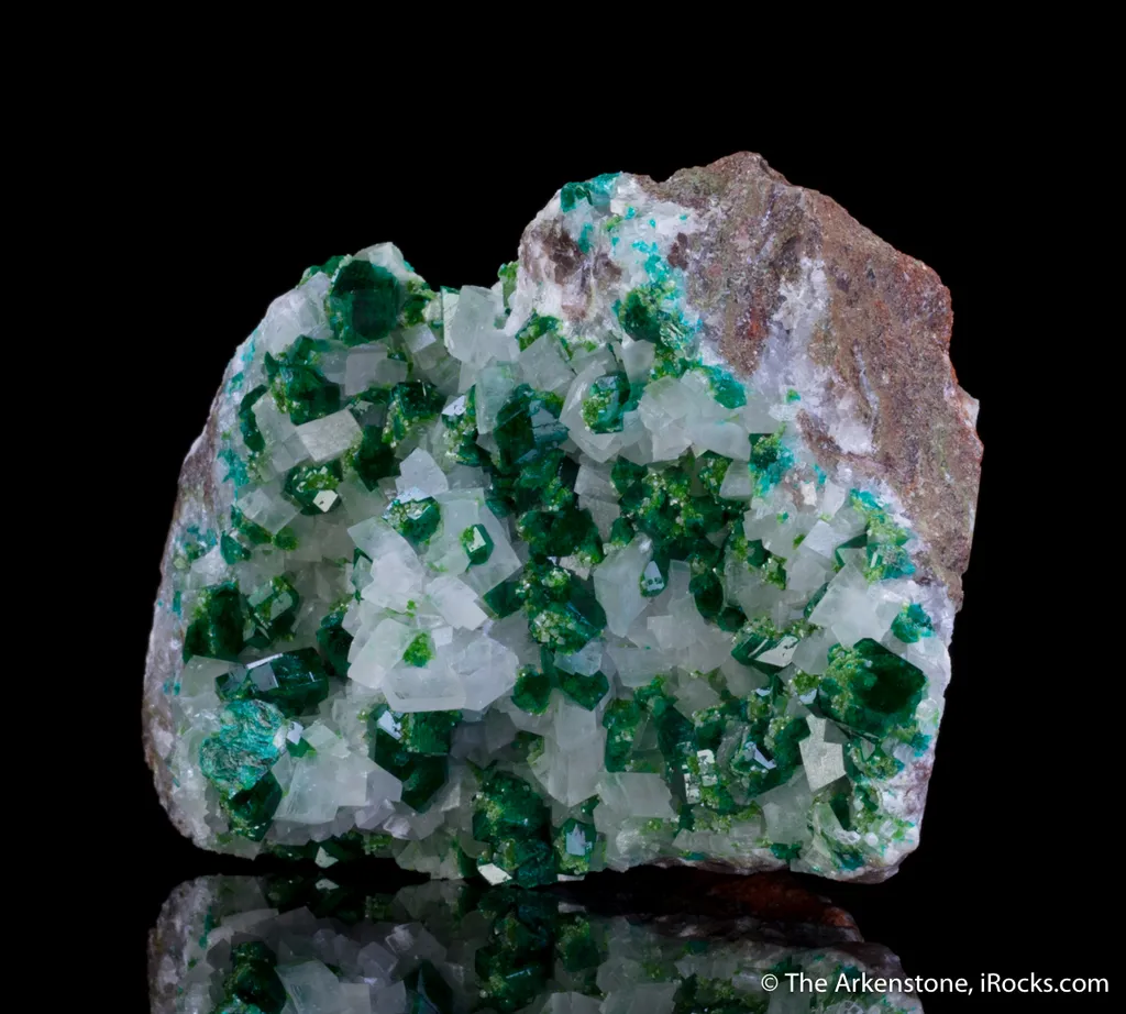 Dioptase with Duftite on Calcite - image 5
