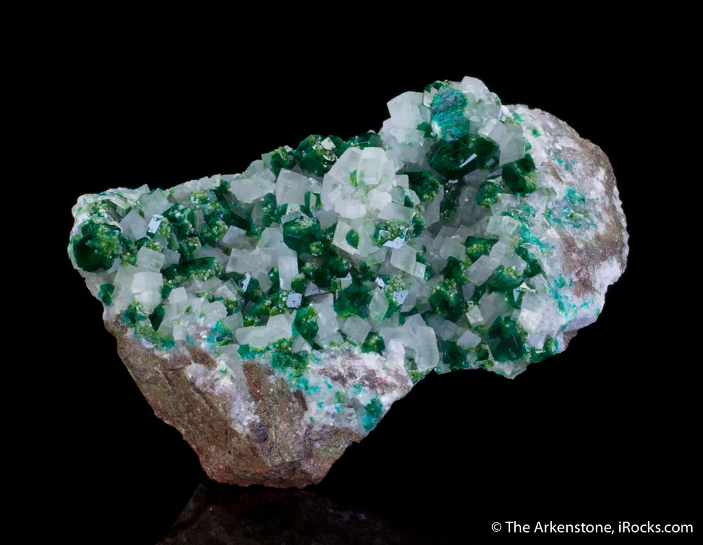 Dioptase with Duftite on Calcite - image 6