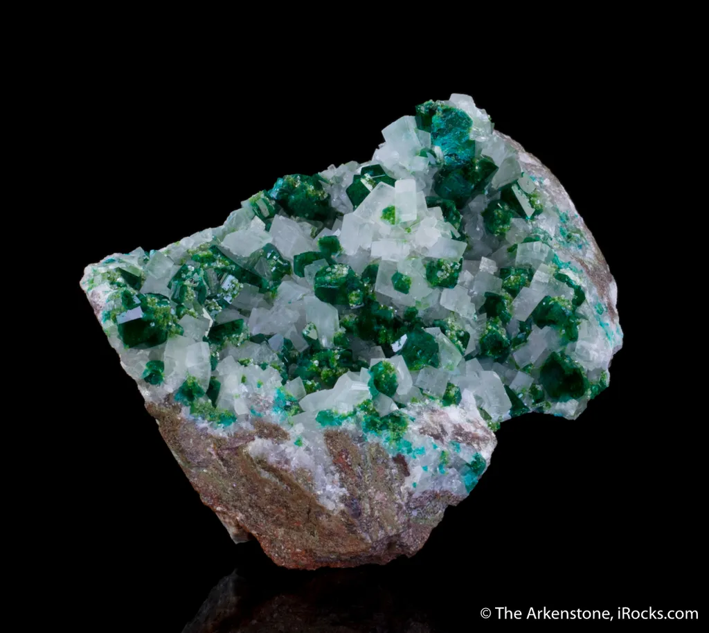 Dioptase with Duftite on Calcite - image 8