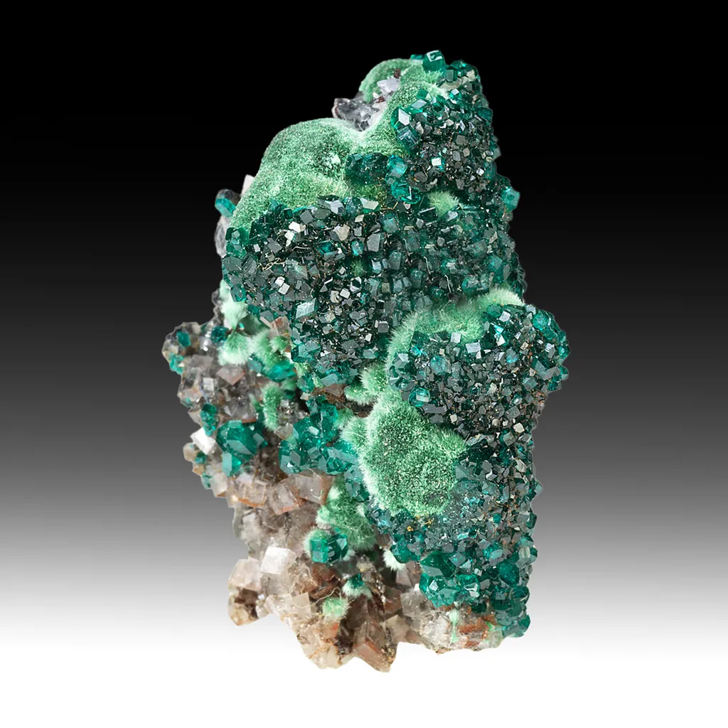Dioptase with Malachite, Calcite image