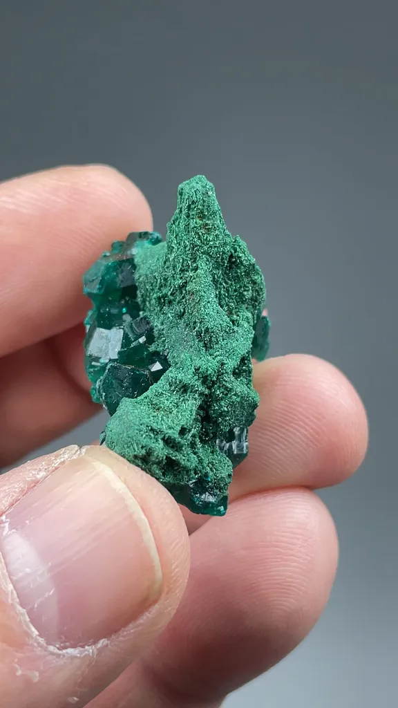 Dioptase with Malachite pseudomorph - image 2