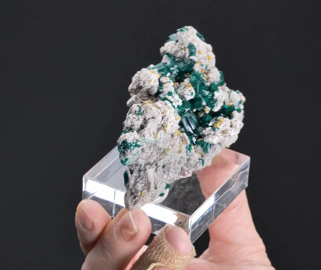 Dioptase with Mimetite on Dolomite - image 2