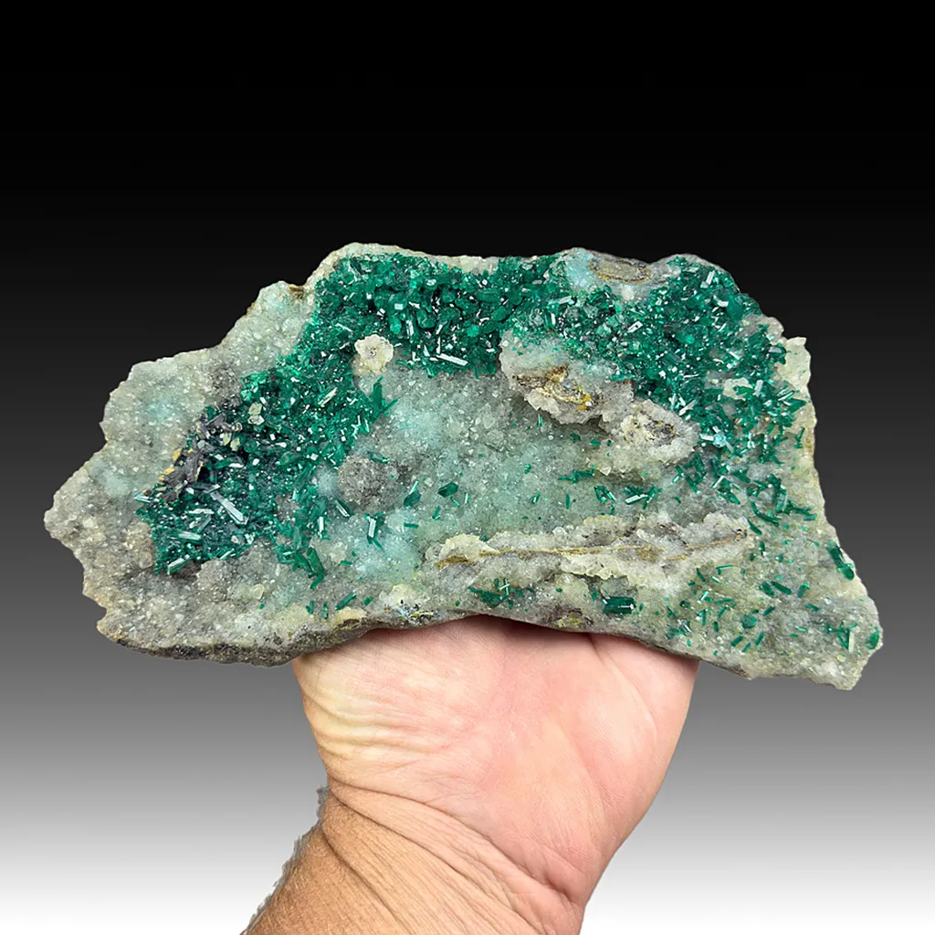 Dioptase with Plancheite, Quartz image