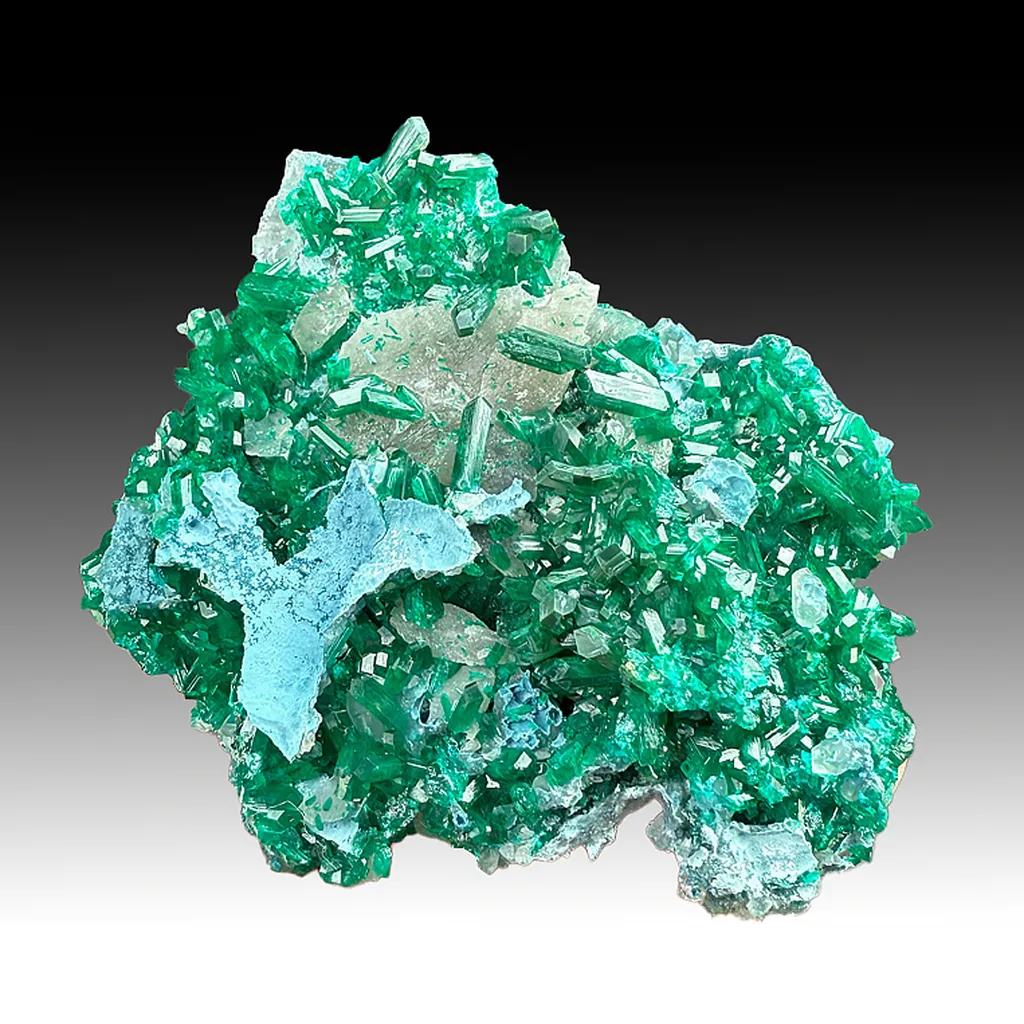 Dioptase with Shattuckite, Quartz - image 1