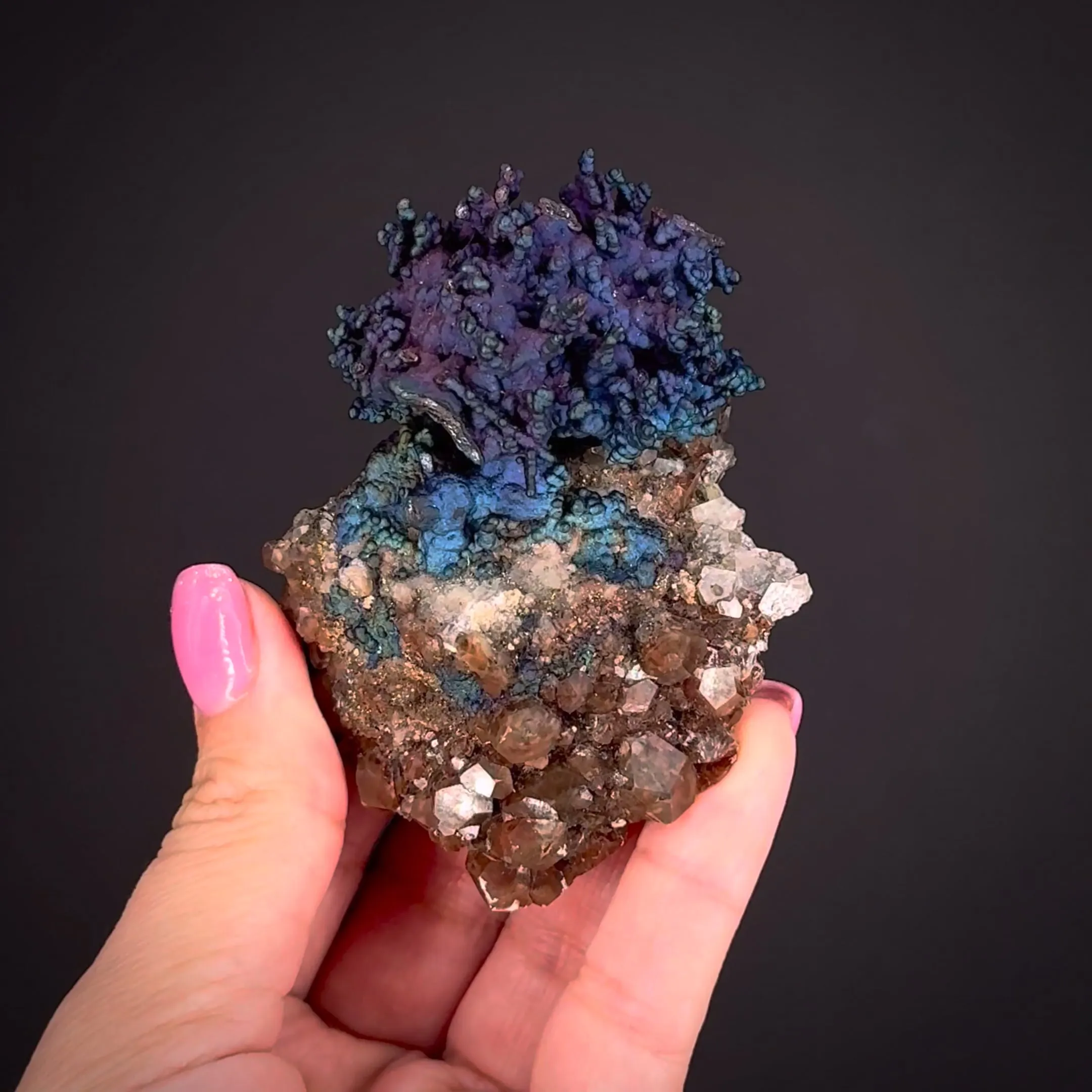 Djurleite, Chalcocite, Chalcopyrite on Calcite - image 2