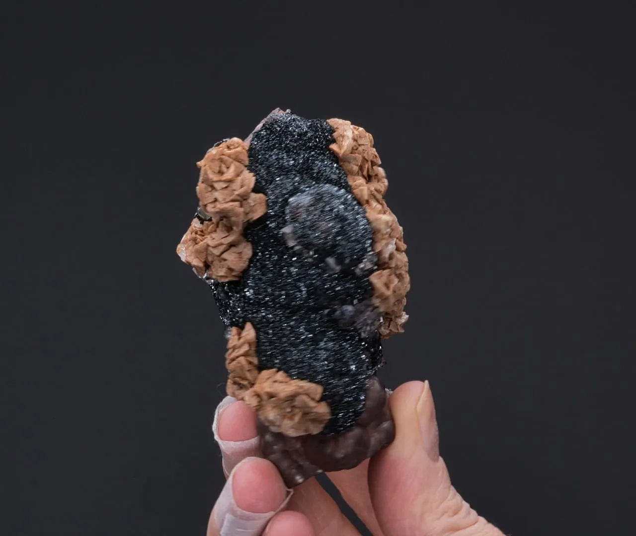 Dolomite and Quartz on Hematite var. Specularite - image 2