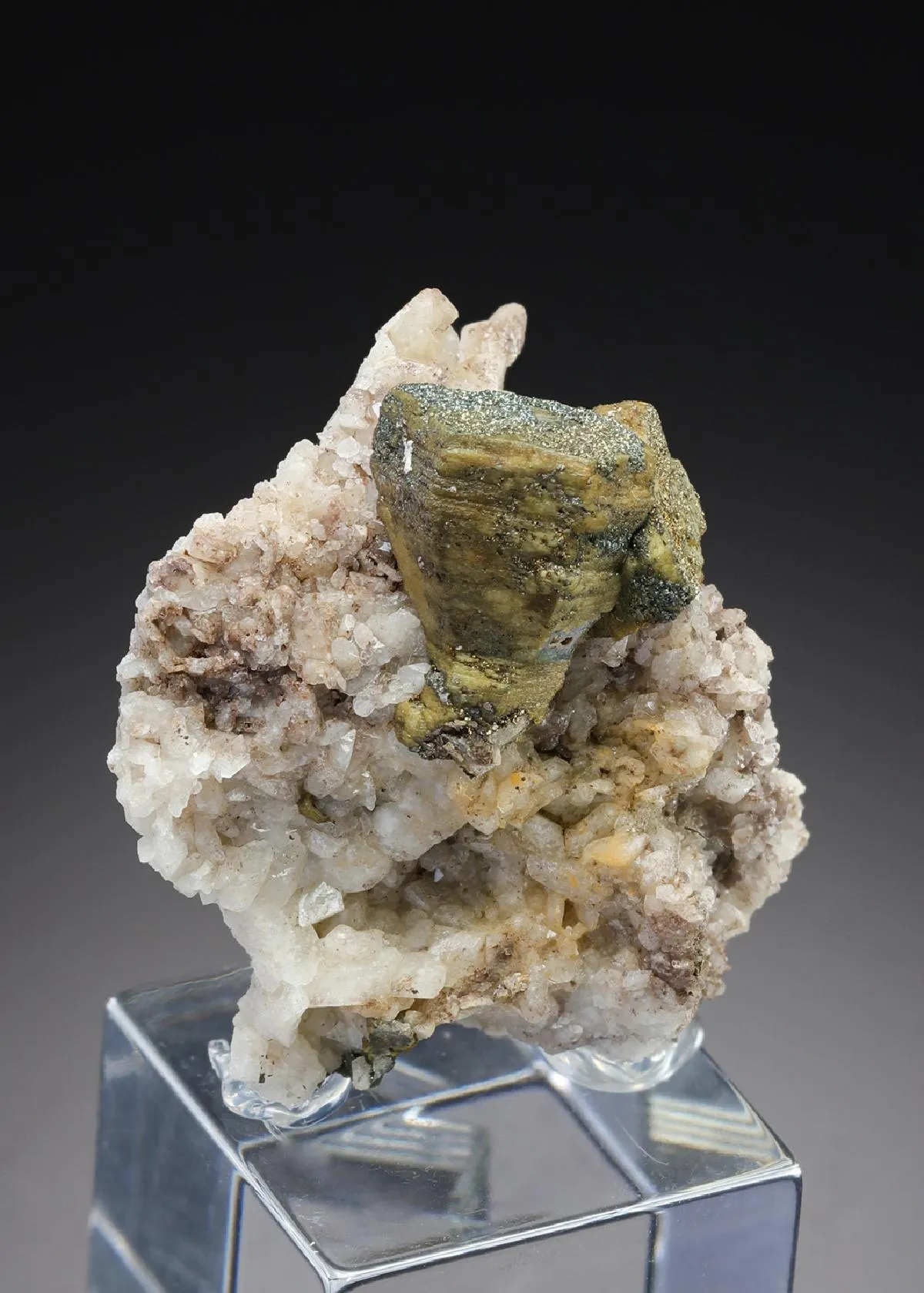 Donnayite-(Y) with Pyrite on Calcite - image 1