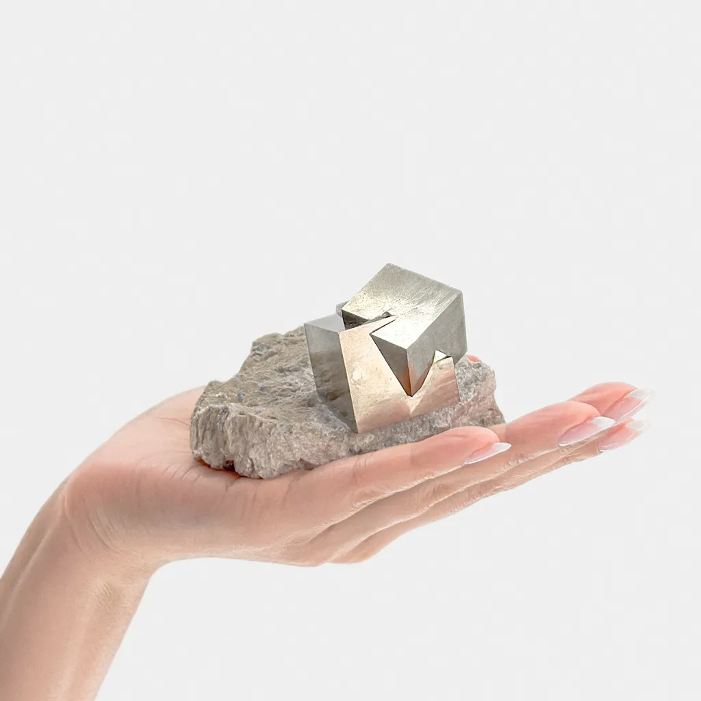 Double Pyrite Twins on matrix - image 4