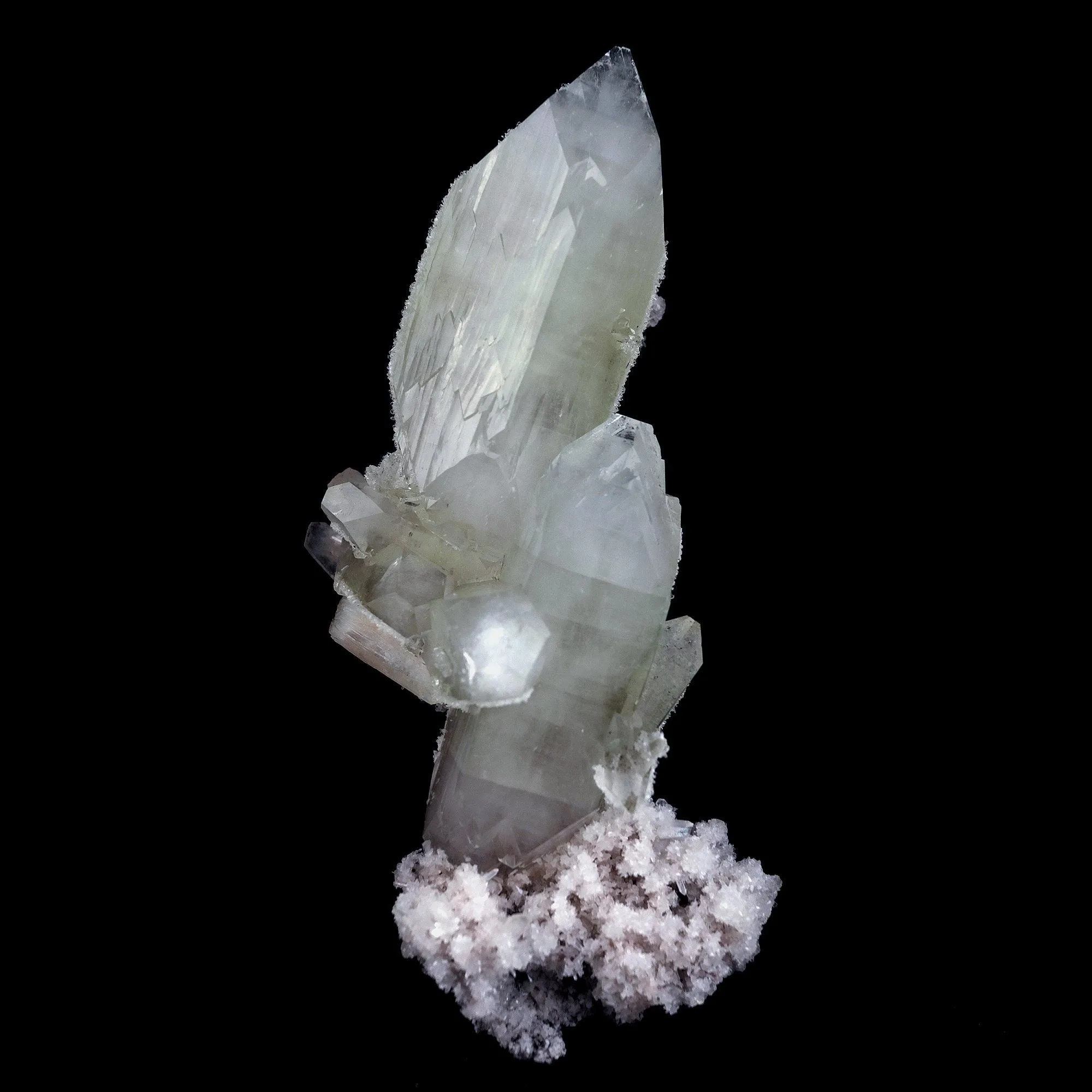 Doubly Terminated Fluro Apophyllite On Chalcedony Natural Mineral Specimen - image 1