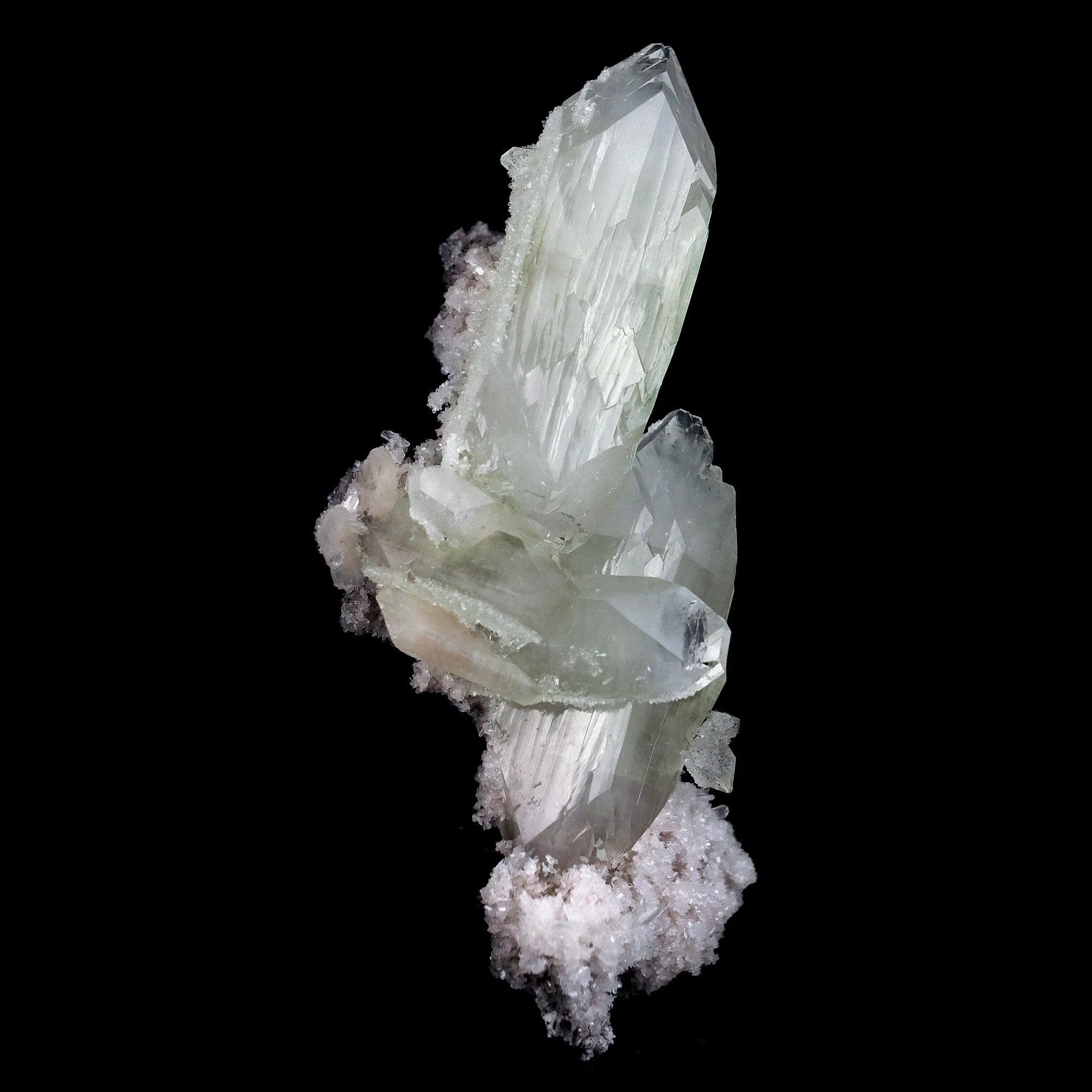 Doubly Terminated Fluro Apophyllite On Chalcedony Natural Mineral Specimen - image 2