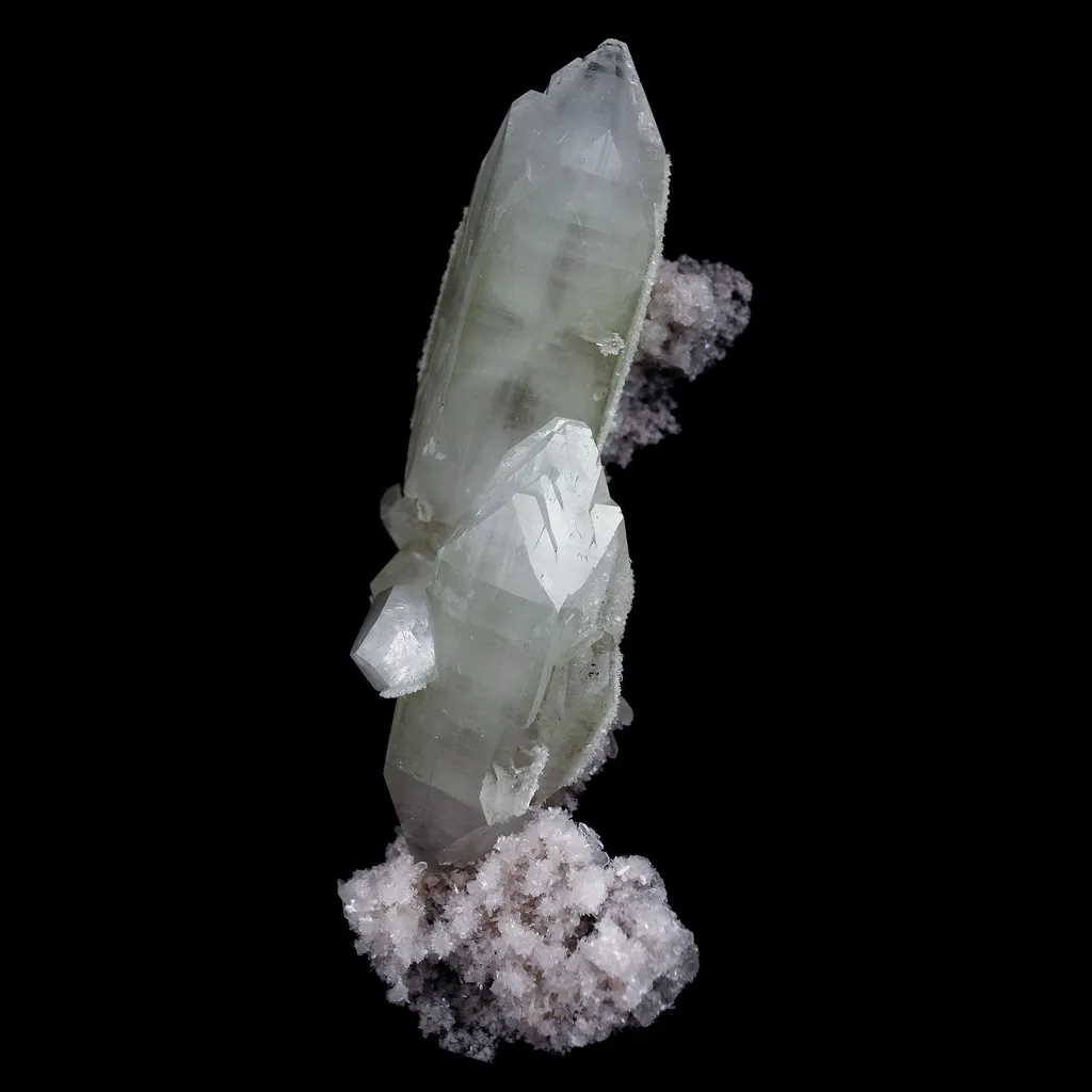 Doubly Terminated Fluro Apophyllite On Chalcedony Natural Mineral Specimen - image 3