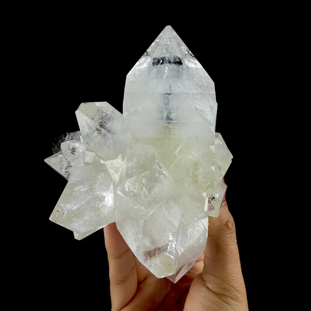 Doubly Terminated Light Green Apophyllite Crystal Cluster – Zeolite Mineral Specimen from Jalgaon - image 8