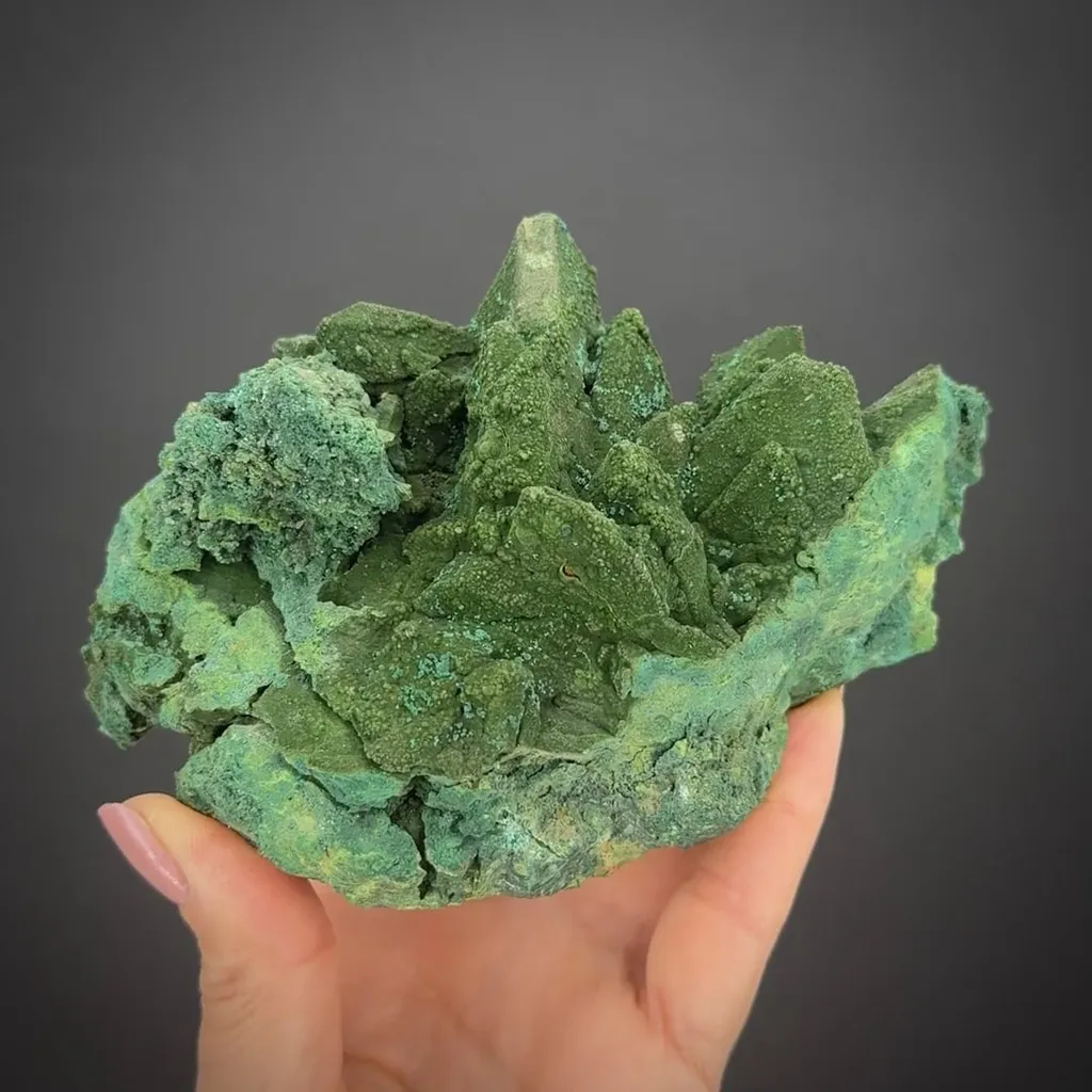 Duftite on Malachite ps. after Azurite image