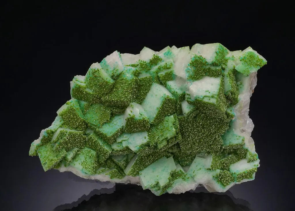 Duftite with Dioptase on Calcite image