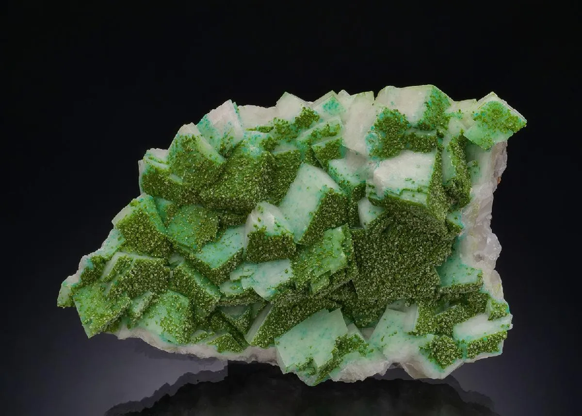 Duftite with Dioptase on Calcite - image 1
