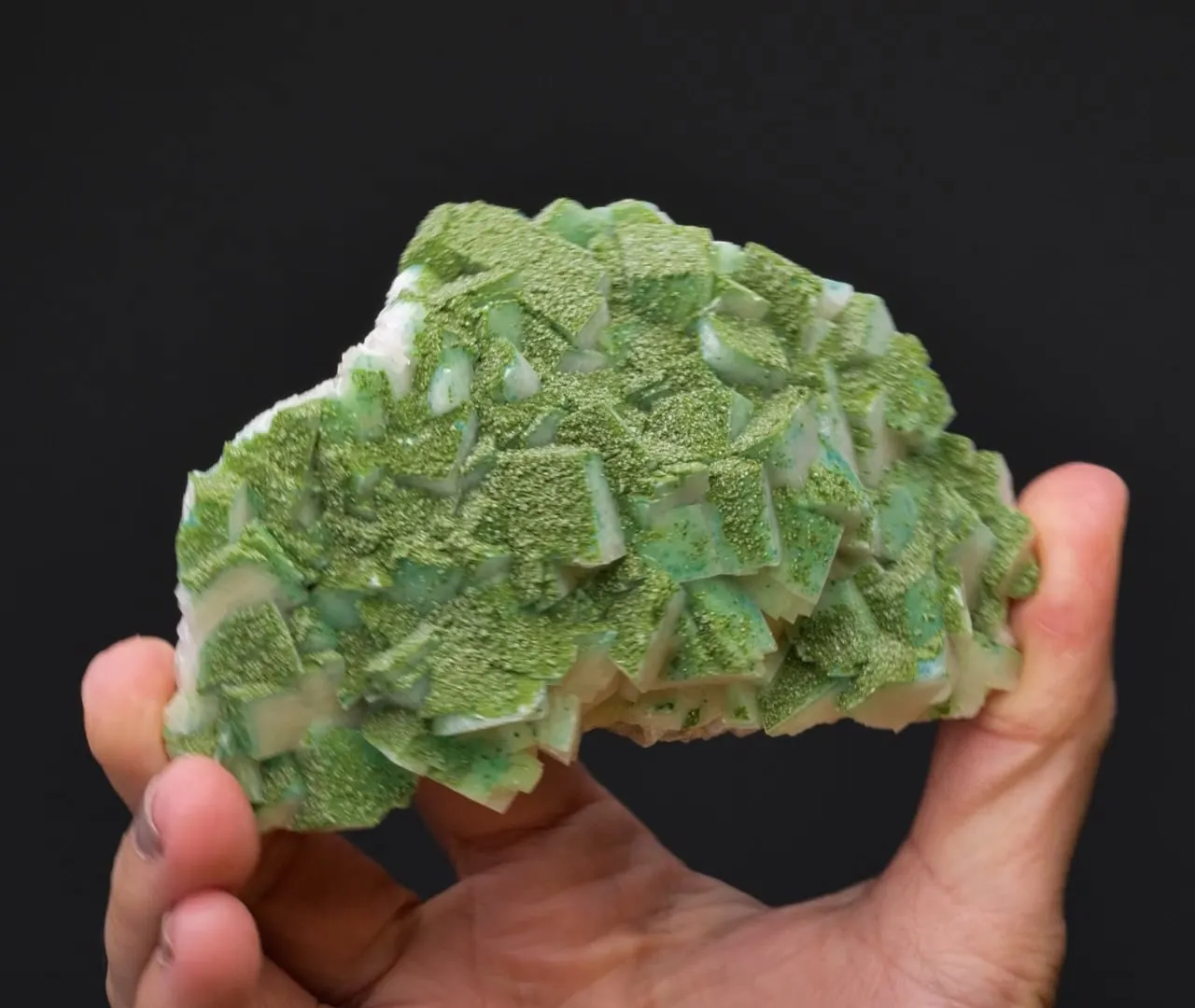 Duftite with Dioptase on Calcite - image 2