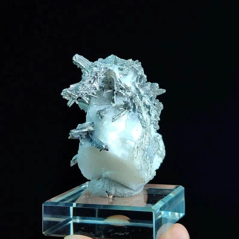 Dyscrasite Silver on Calcite from Maroc, Région Drâa-Tafilalet, Mine Bou Azzer, Bou Azzer image