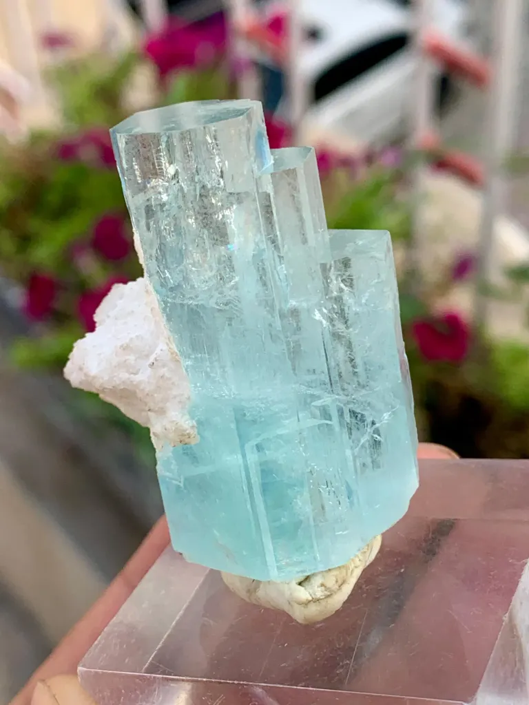 Eceptional Stepwise Blue Aquamarine Crystals Bunch from Pakistan - image 5