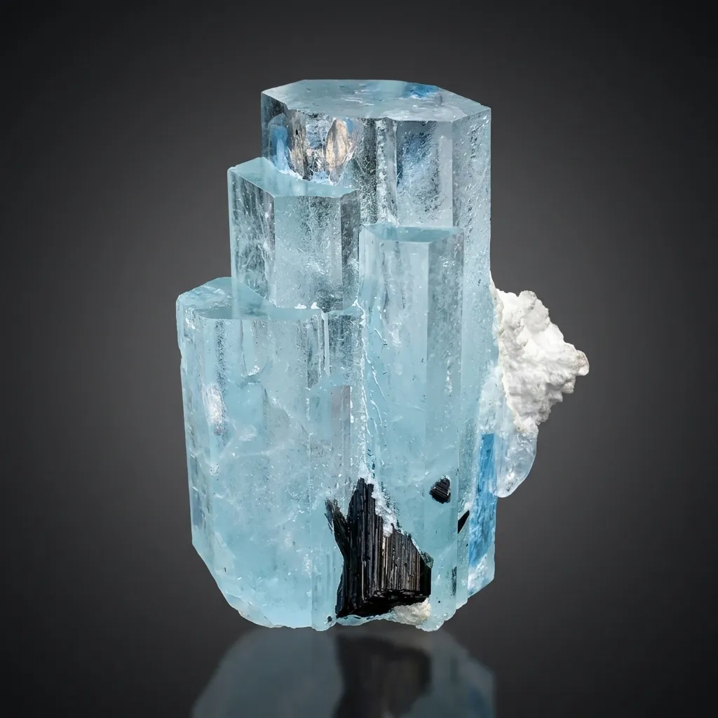 Eceptional Stepwise Blue Aquamarine Crystals Bunch from Pakistan image
