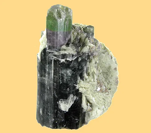 Elbaite, Albite (Var: Cleavelandite) image