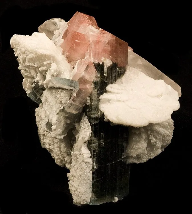 Elbaite, Albite (Var: Cleavelandite), Quartz image