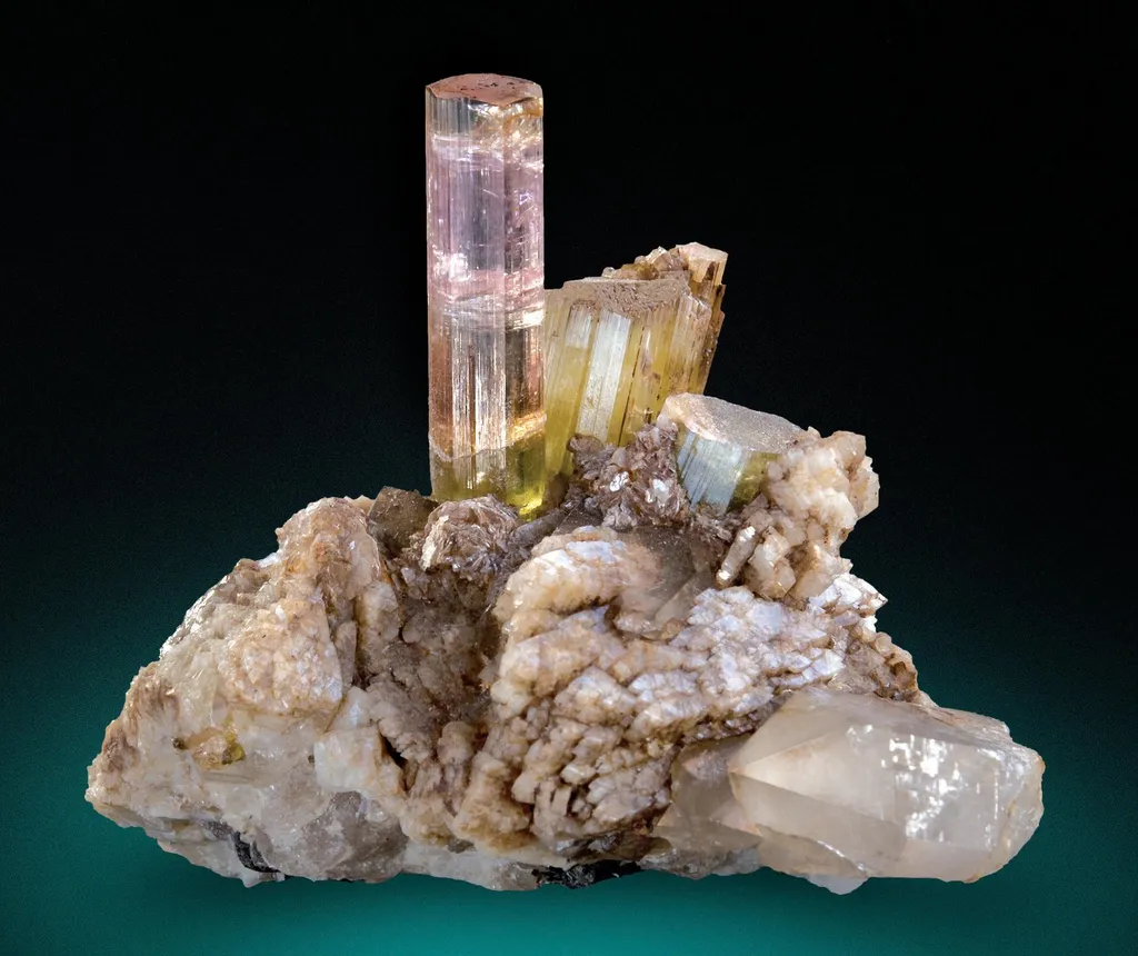Elbaite, Feldspar, Lepidolite image
