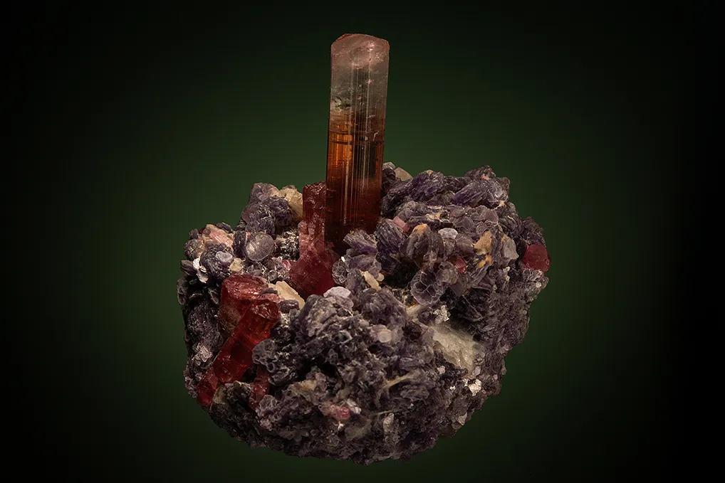Elbaite on Lepidolite (repaired) image