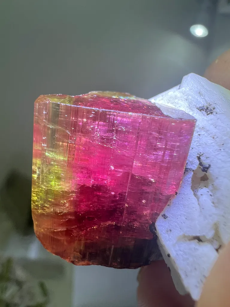 Elbaite on Matrix from Barra do Salinas with Custom Stand - 10038 image