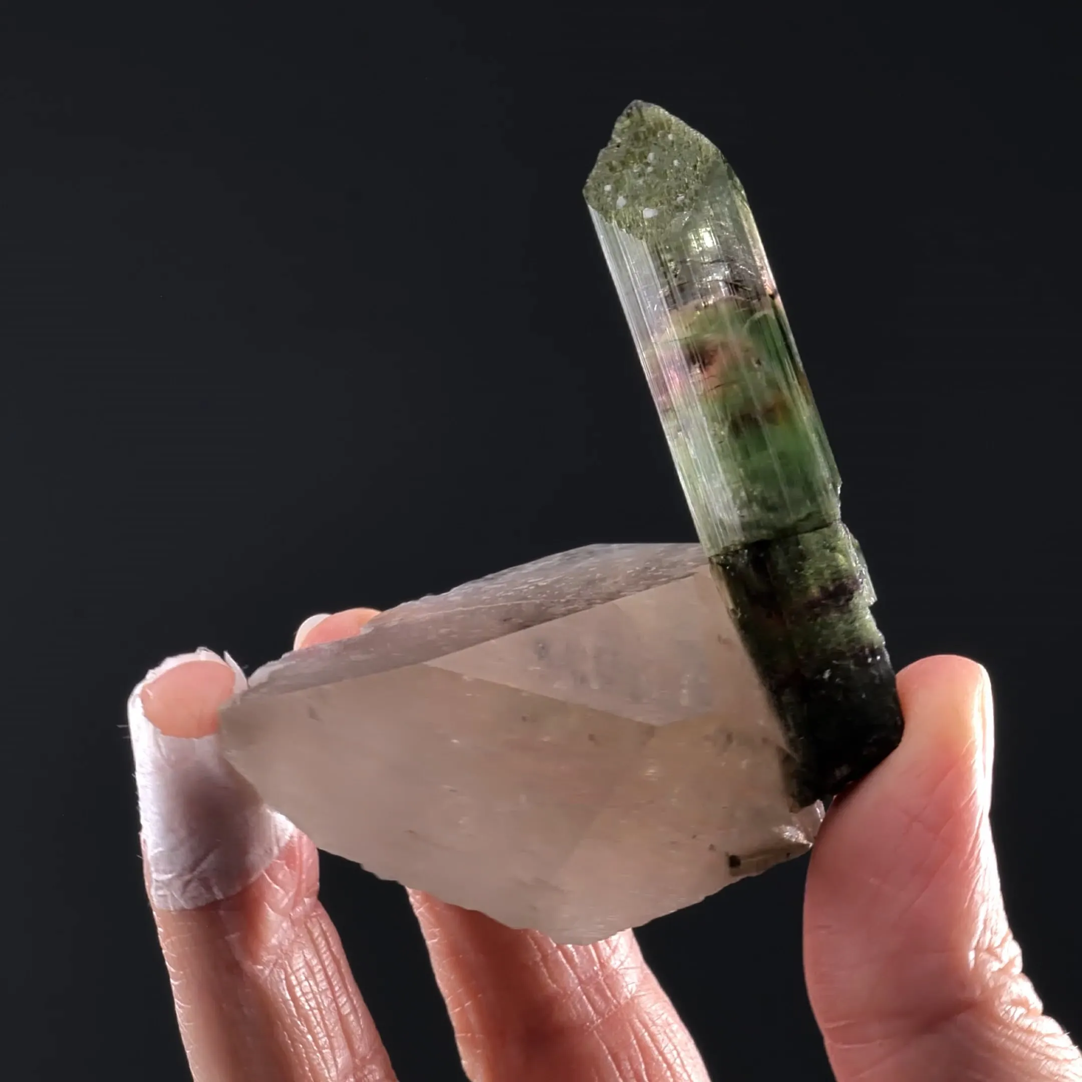 Elbaite on Quartz - image 2