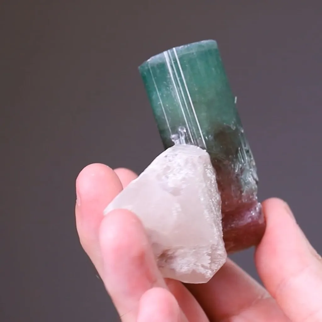 Elbaite on Quartz Tourmaline - image 2